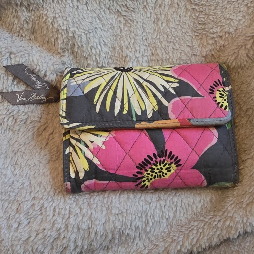 Vera Bradley Pink and Gray Wallet Floral Design